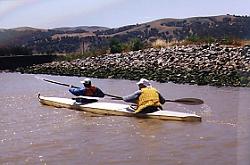 No big deal; the water doesn't look that choppy. (You bozo, we're still in the sheltered marina.)