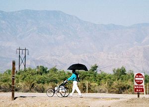 Dinesh pushing the baby jogger